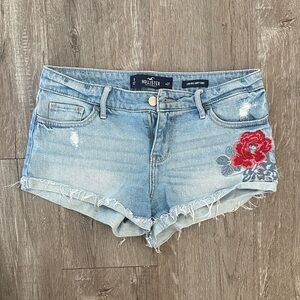 Hollister Women's Denim Shorts with Floral Embroidery